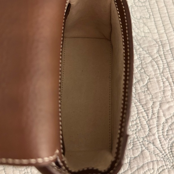 STRATHBERRY Mosaic Nano Leather Top-Handle Handbag Crossbody in Chocolate Brown - Picture 10 of 16